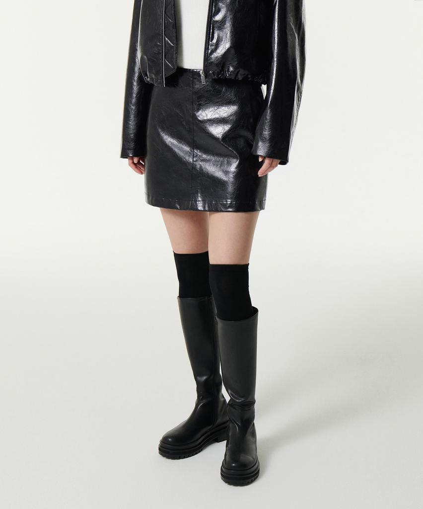 Musinsa Standard Woman Women'S Patent Synthetic Leather Mini Skirt [Black]