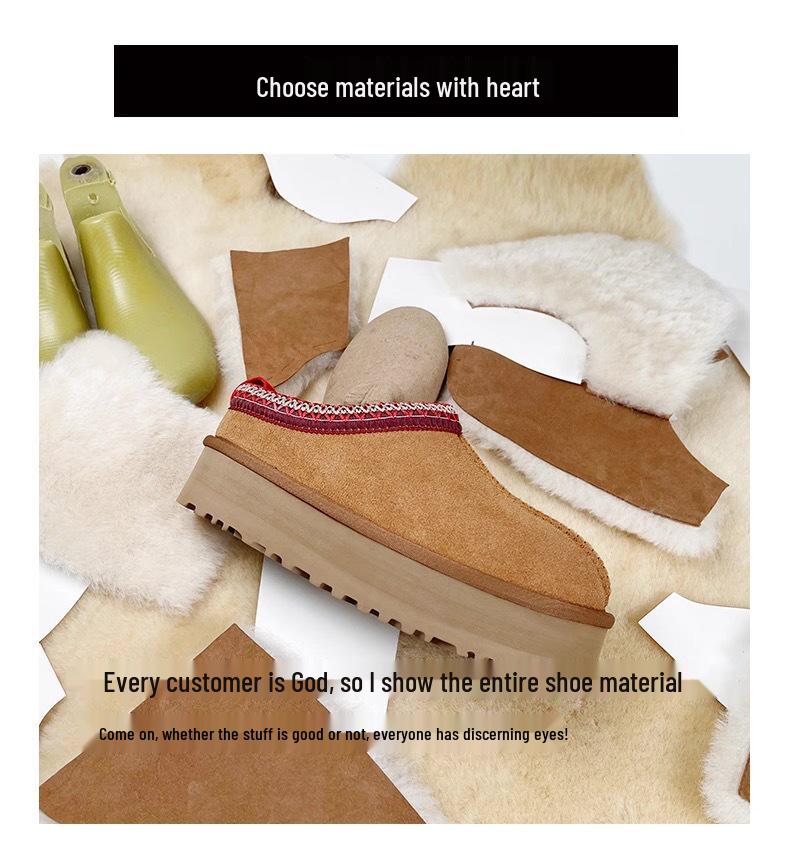 2025 Houmingzu Half Slippers: Women's Winter Plush Warm Cotton Shoes, One-Piece Fur Snow Boots for Outdoor Wear