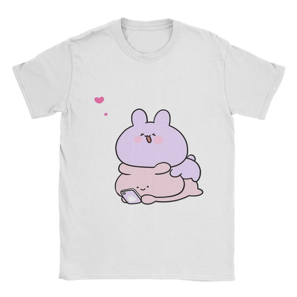 Unisex T Shirt Asamimichaan Cute Asamimi Pink Chilling With Blue T Shirts Popular Summer Tee Shirt Cotton Tops Plus Size 6xl