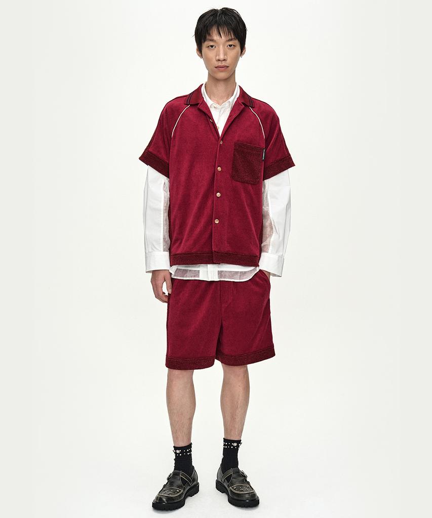 ADSB ANDERSSON BELL Lagos Terry Open Collar Shirt Atb1552M(Wine)