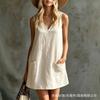 New European and American women's clothing, sleeveless V-neck casual and comfortable dress