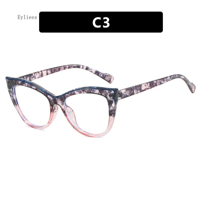 Women's Eyeglasses Trend Cateyes Sexy Flat Mirror TR90 Anti-blue Light Eyeglasses Frame Transparent Optical Computer Eyewear