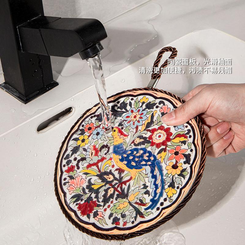 Ceramic Insulation Placemat Anti-scalding Anti-Slip Ethnic Style Dining Table Pan Mat Vintage Cork Placemat Cups Mat Kitchen New