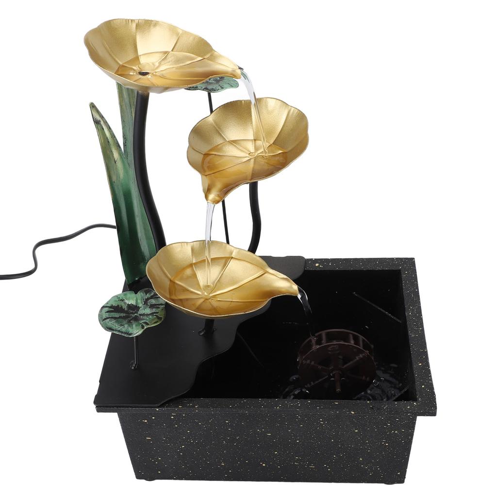 USB Tabletop Fountain Quiet Circulating Water Decorative Iron Desk Waterfall Fountain with LED Light for Living Room