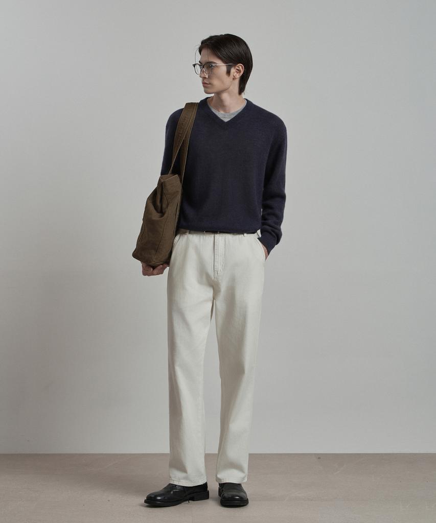 WORK ON BODY OFF Ars Semi-Overfit Layered V-Neck Knit [Navy]