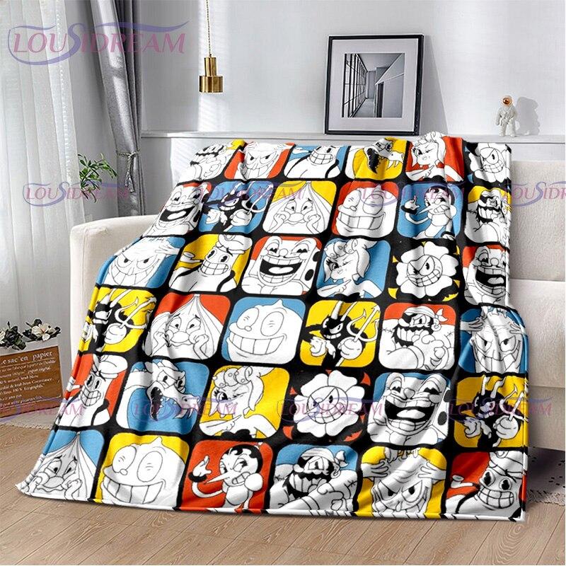 Kreslený roztomilý šálek s potiskem přikrývka pohovka přikrývka cestovní povlečení přikrývka flanelová přikrývka přehoz přes postel lehké cestovní