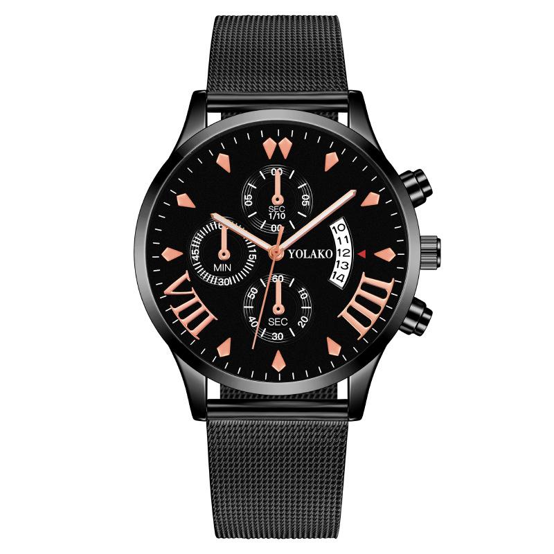 Viral trends Fashion Three-Eyed Calendar Men's Watches Men's Watches Milan Quartz Watch with Mesh Strap