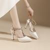 -10 Pointed Thin Heel Rivet High Heels Women's Bag Head Rear Empty High Heel Sandals Not Tired Feet Waterproof Table Single Shoes