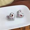 Korean Temperament Irregular Lava Heart Zirconia Stud Earrings For Women Fashion New Jewelry Gift Party Beach Vacation