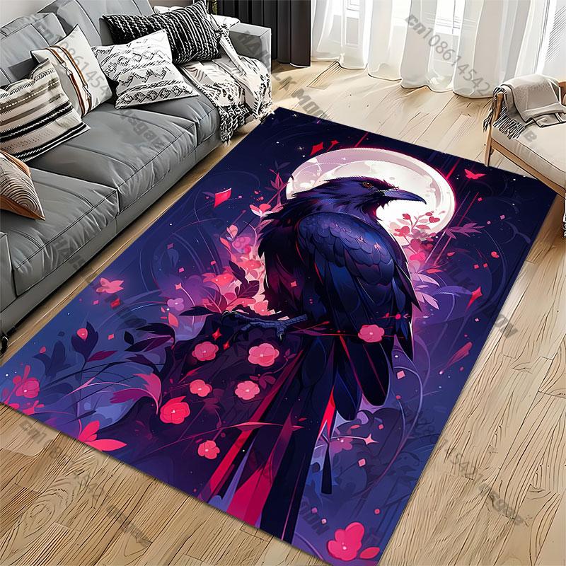 Raven moonlight flowers mystery carpet Yoga living room room decor children's crawling mat doormat area rug games mat