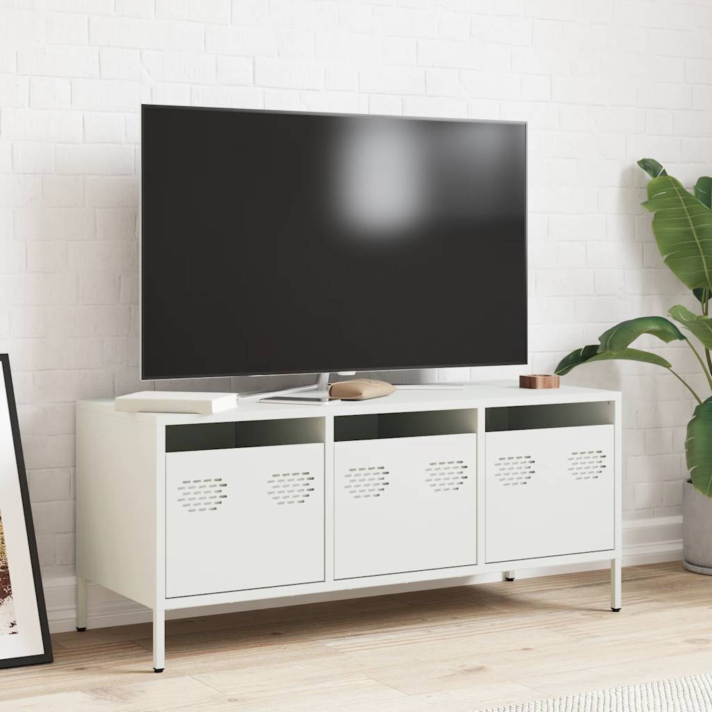 Vidaxl TV Cabinet, White, 101.5X39X43.5 Cm, Cold Rolled Steel