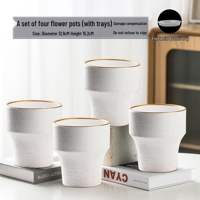 Nordic High-Leg Ceramic Orchid Pot: Durable, Artistic for Home or Balcony Use