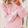 Women's Long-Sleeve Round Neck Cable Knit Pullover Sweater – European & American Fashion