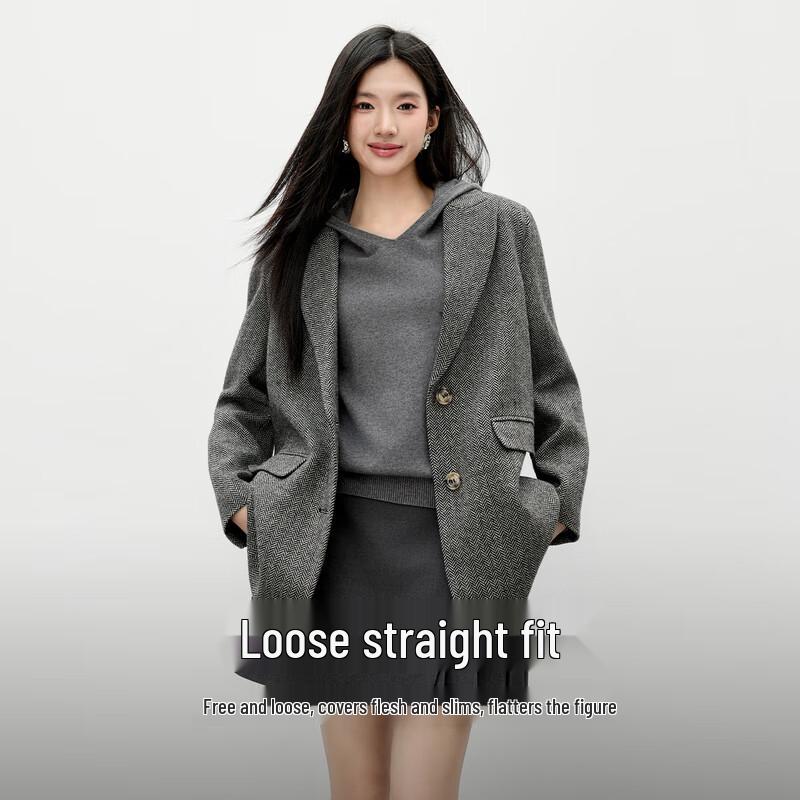 

Elegant Wool Blend Blazer Coat