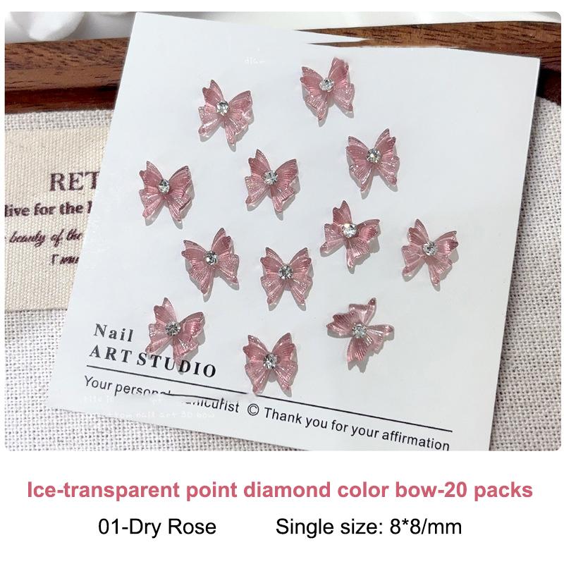 Runde Strass Nagel Schleifen Charms 20 Stück Eis Transparent Kristall Schleife Schmuck Diamant Harz Band Edelsteine Für Nägel Zubehör