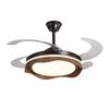 Chinese Style Silent Ceiling Fan with Light - Walnut Finish, Retro Design, High-End, Large Airflow for Bedroom or Restaurant.