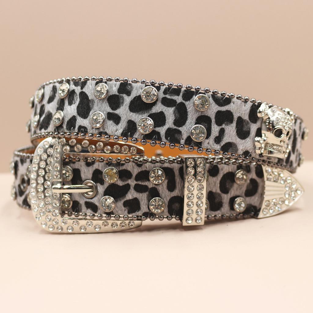 Punk Belt European and American Style Skeleton Pile Rhinestone Punk Hot Girl Style Fashion Belt Men's Women's Belt