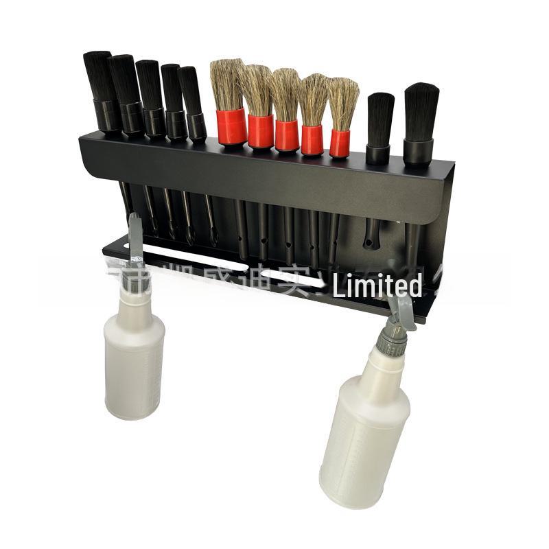 Two-in-One Round Head Brush & Spray Bottle Car Wash Rack