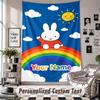 Wall Hanging Tapestry With Custom Name & Text, Miffy Decorative Tapestry For Bedroom