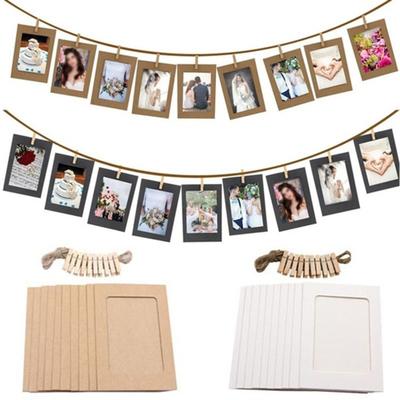 1 Conjunto Molduras para Fotos Penduradas Corda Ajustável para Pendurar Papel à Prova de Poeira Molduras Colagem de Fotos DIY Decoração de Casa