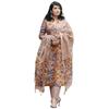 GoSriKi Women's Rayon Blend Printed Straight Kurta with Pant & Dupatta (Kalam Chiku-GS_S_Beige_Small)