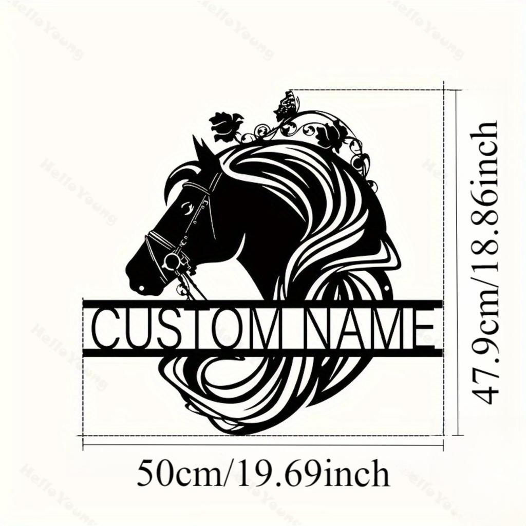 Horse Head Metal Wall Art Custom Name Sign Farmhouse Porch Decor