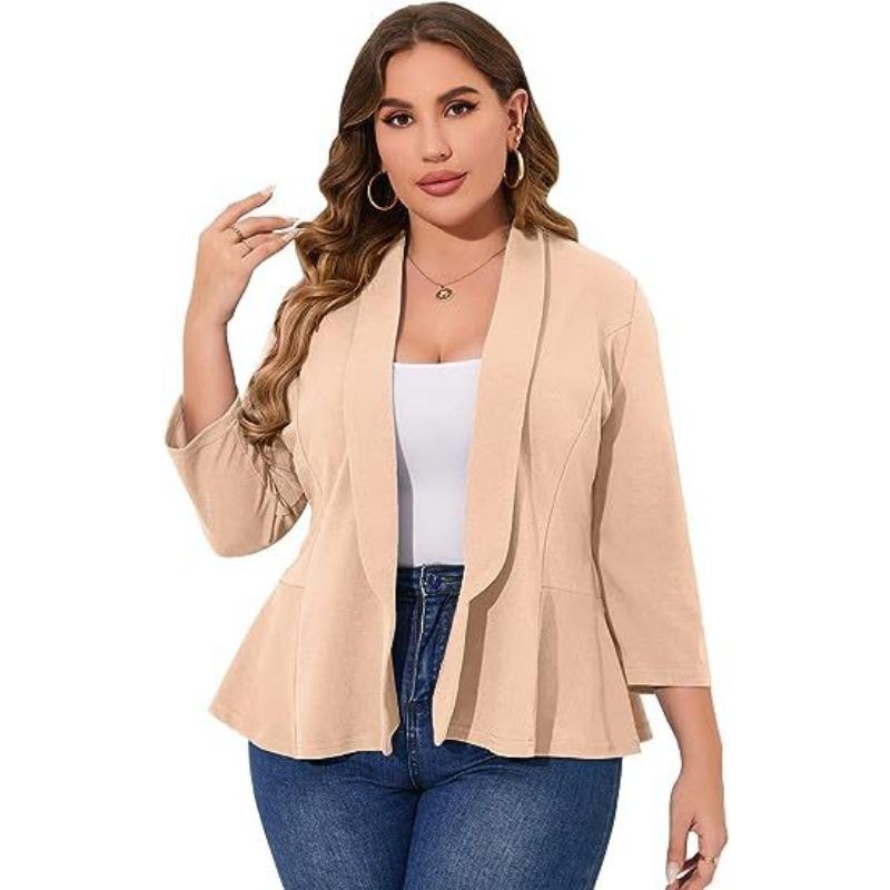 

Плюс Размер Женский Новый Легкий Удобный Повседневный Оборчатый Маленький Пиджак 5XL абрикосовый