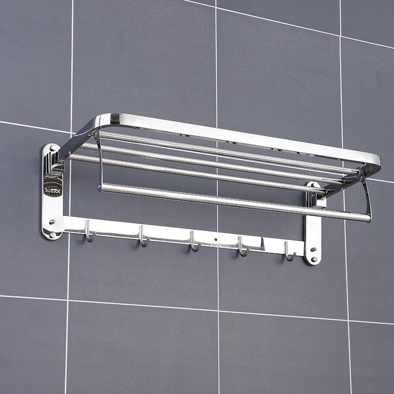 No-Drill 304 Stainless Steel Bathroom Towel Rack and Toilet Shelf