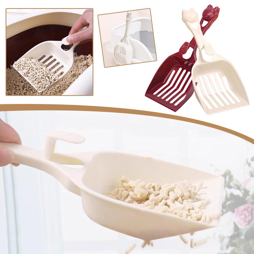 1/2pcs Cat Litter Scoop Plastic Cat Litter Shovel With Base Self Cleaning Litter Box Shovel Kitten Toilet Clean Tools Supplies