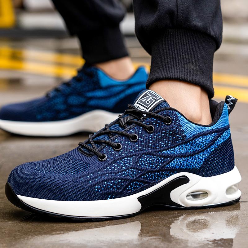 Nowe Czarne Męskie Buty Robocze z Poduszką Powietrzną, Odporne na Przebicie, Buty Bezpieczne Męskie, Niezniszczalne Obuwie, Lekkie Sneakersy Robocze Dla Mężczyzn Kobiet