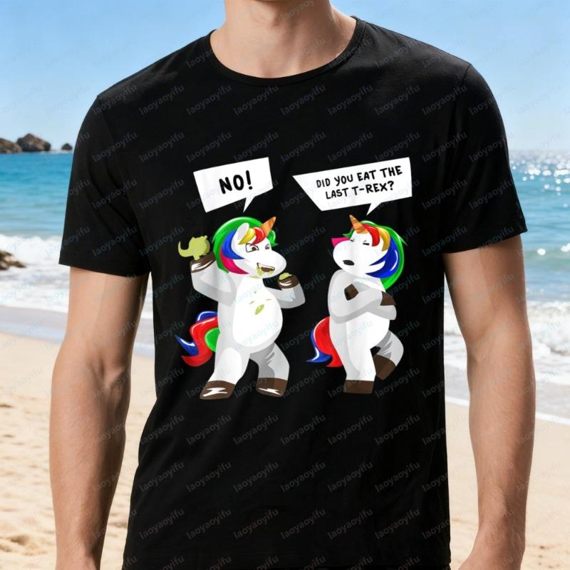 

Unicorn Lover Fan Unisex Tee Did You Eat The Last T-Rex Design Cartoon Tops Vintage Fashion Streetwear Funny T-shirts for Men 5XL різнокольоровий