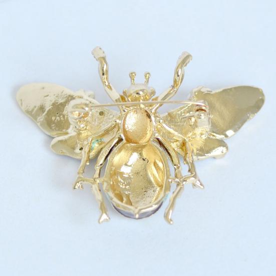 Retro Brooch Bee Design Zinc Alloy Pin with Rhinestone Inlay Hand-Painted Enamel Glaze Suits Coats Sweaters Clothing Badge
