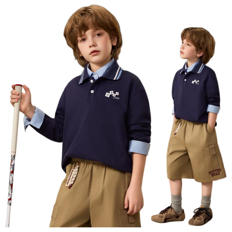 ASK JUNIOR Kids  Pure Cotton Long Sleeve Polo T-Shirt 140