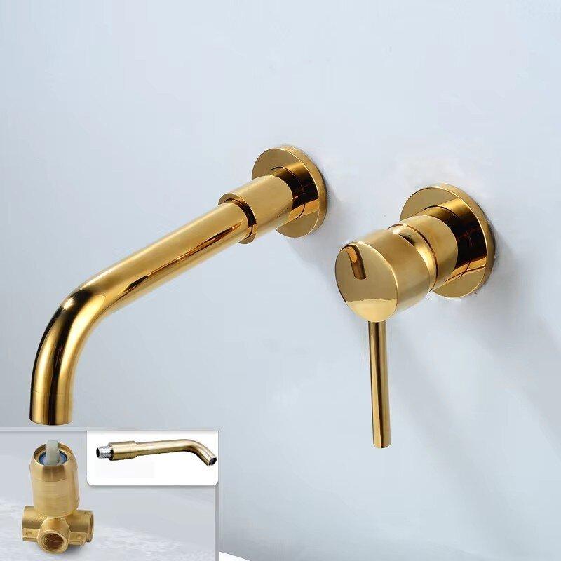 Modern Brass Wall Mounted Bathroom Basin Faucet Wall Sink Swivel Spout Bathtub Mixer Tap Crane Antique Bronze Finished