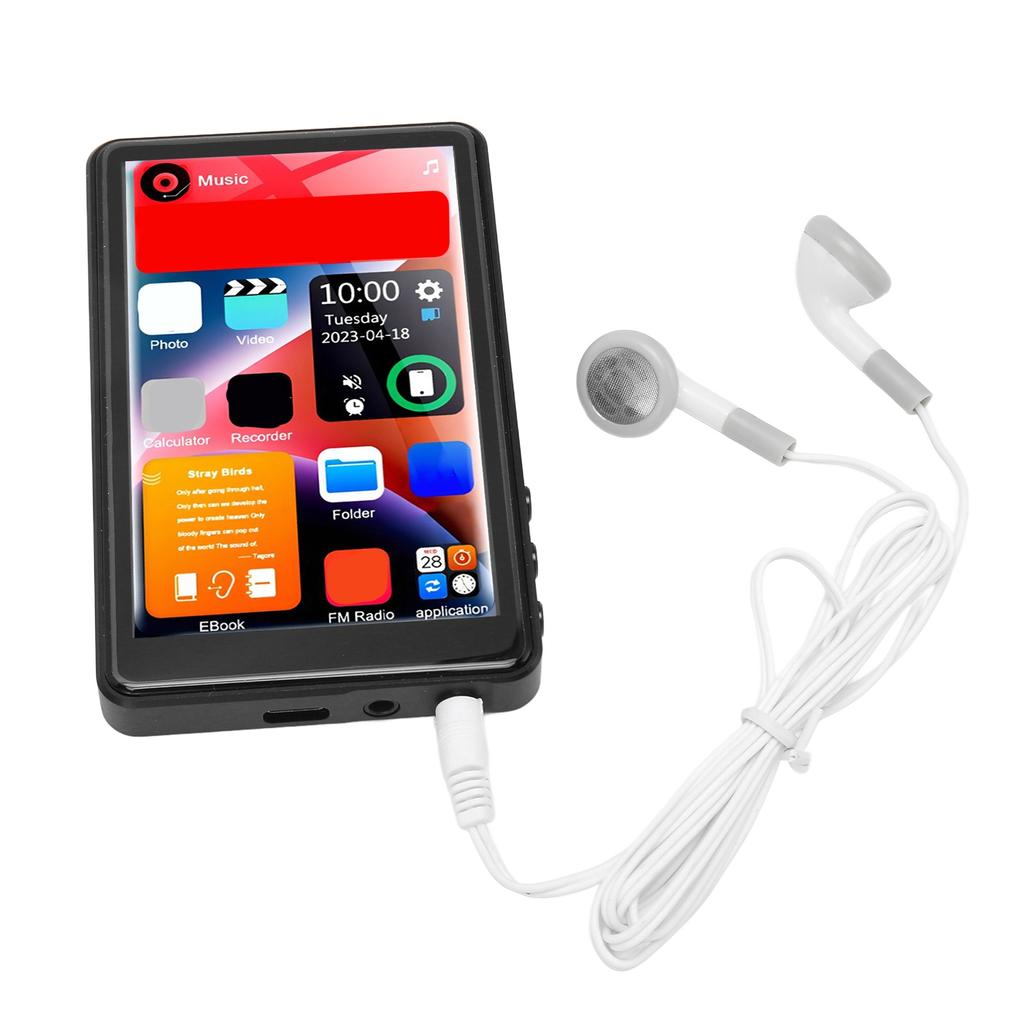 MP3 Player 4 Inch Full Touch Screen HD Noise Reduction Support 1080P FM Radio Recording Bluetooth MP3 Player for Daily