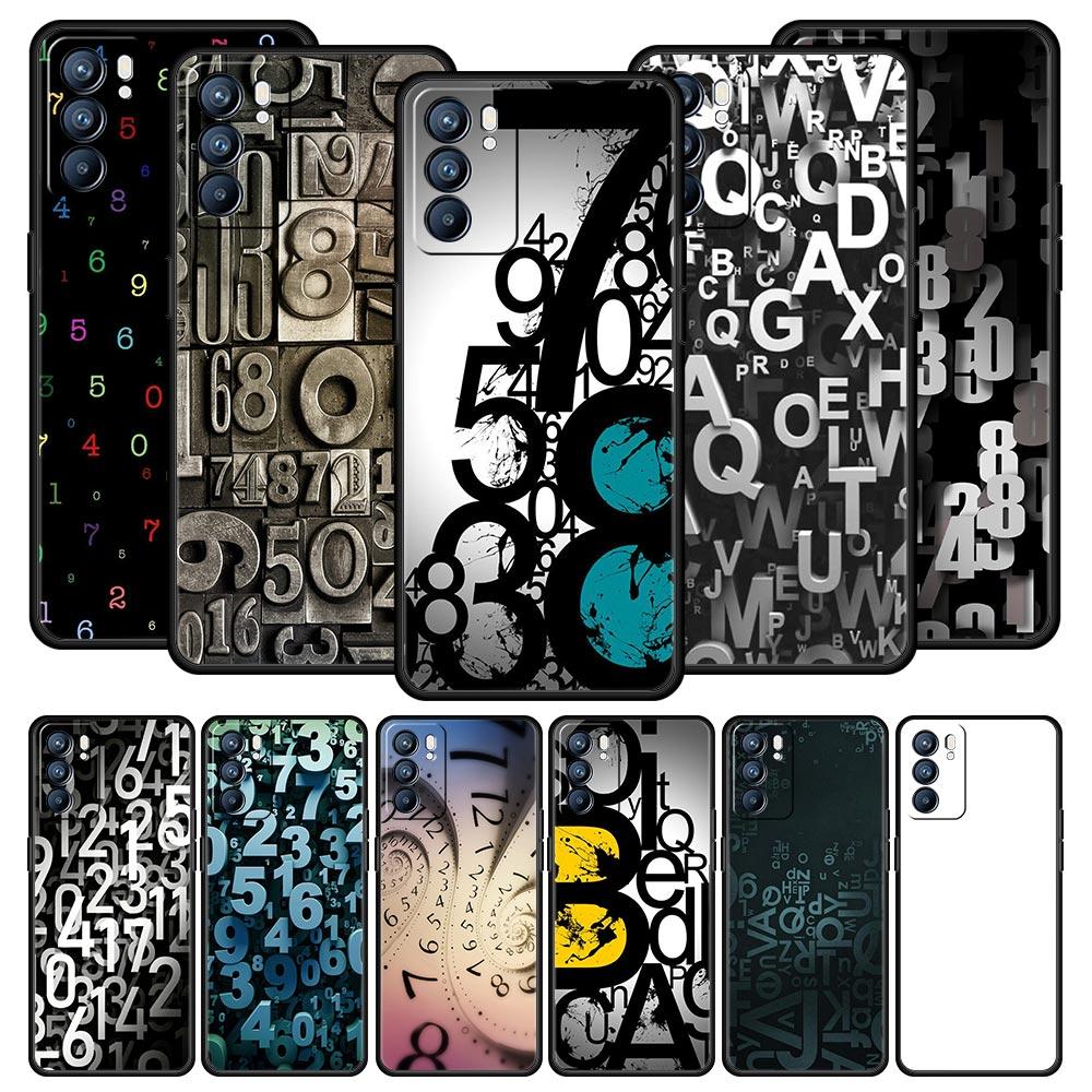 Number Pattern Phone Case For Oppo Reno 13 12 11 10 7 F Find X5 X6 A98 A80 A79 A78 A57 A54 A31 A17 Pro 5G Soft TPU Cover Fundas