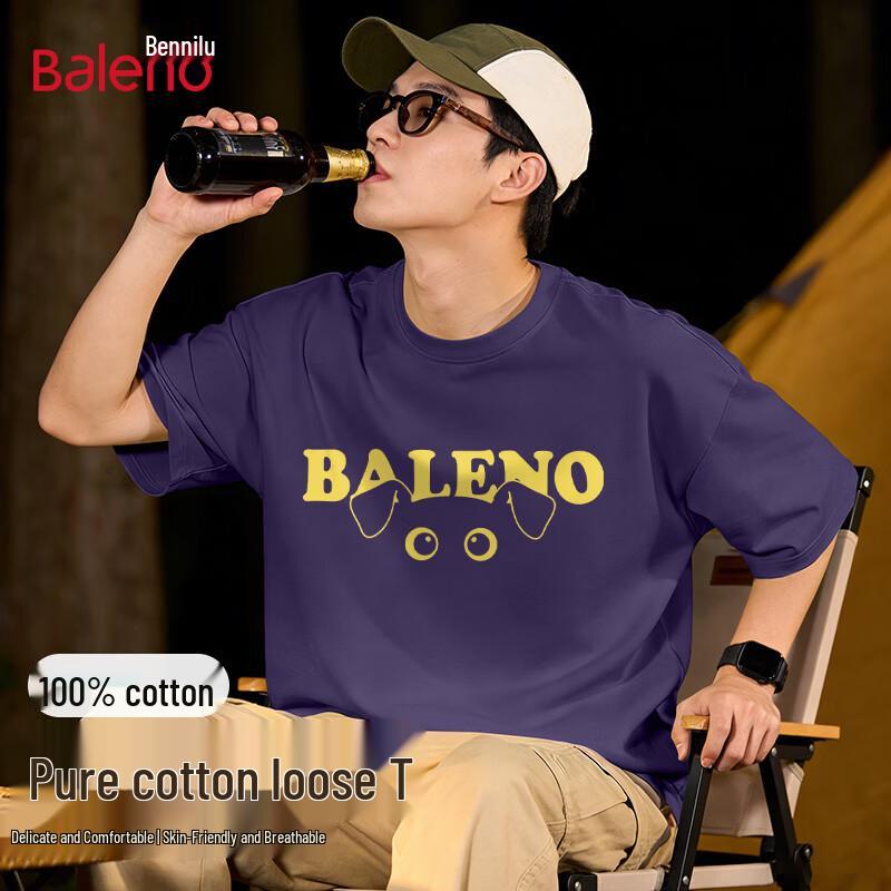 Baleno Men s 2026 Summer Pure Cotton Loose Fit T-Shirt with BNL Puppy Print S