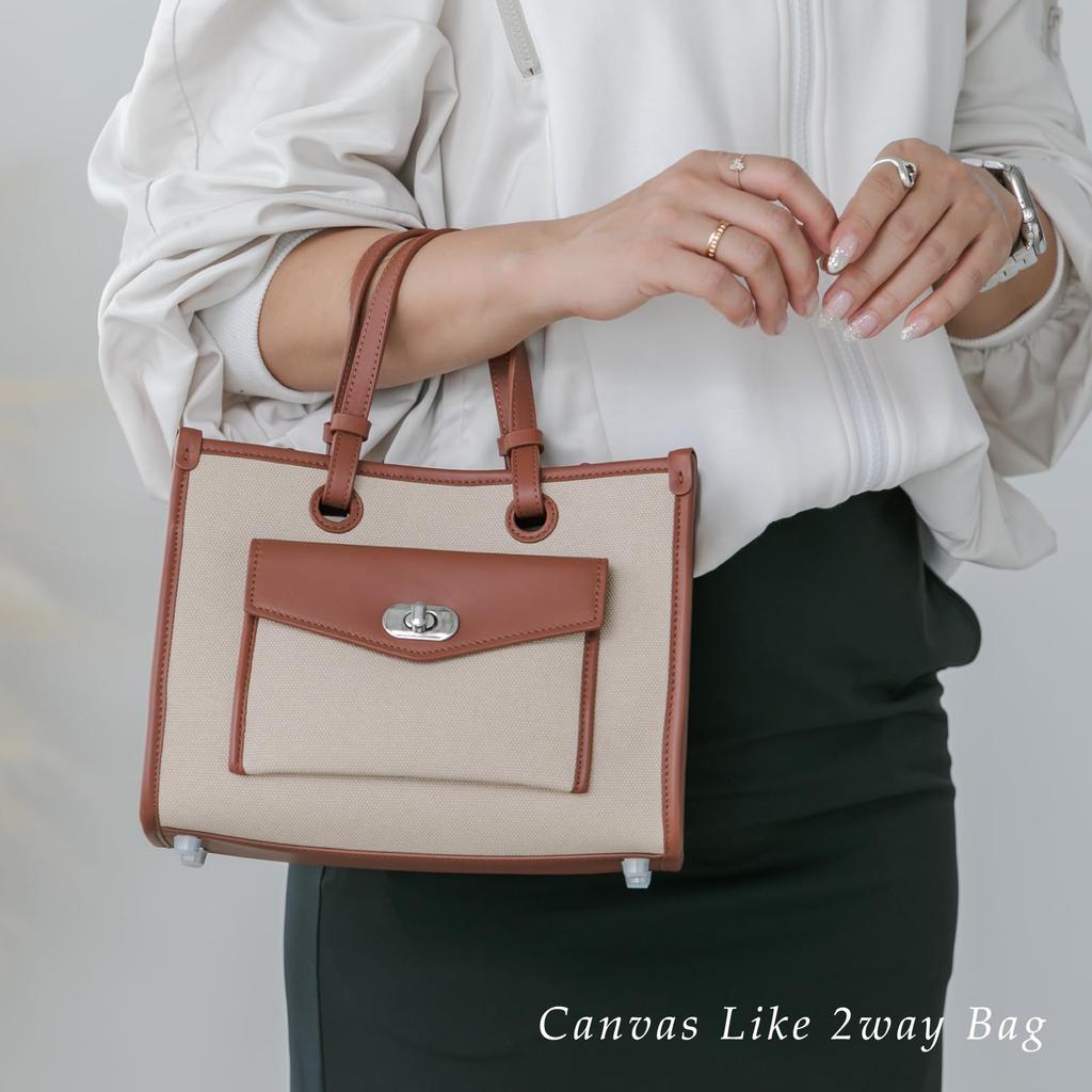 2way Handbag Genuine Leather Included Synthetic Leather Canvas Shoulder Bag Shoulder Bag Ladies Bag Imai Bag x [La Closet] Canvas-like 99-3013 (Canvas