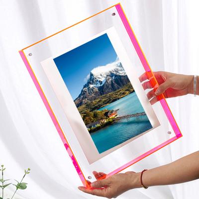 Photo Frame Vibrant Floating Acrylic Picture Frame Desk Wall Art Frame for Gallery Home Office Decoration