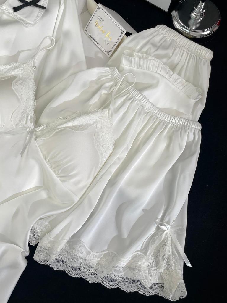 2026 Sternzeichen Neujahr Eis Seide Damen Prinzessin Pyjama Set mit Brustpolstern - Hochwertige Hauskleidung