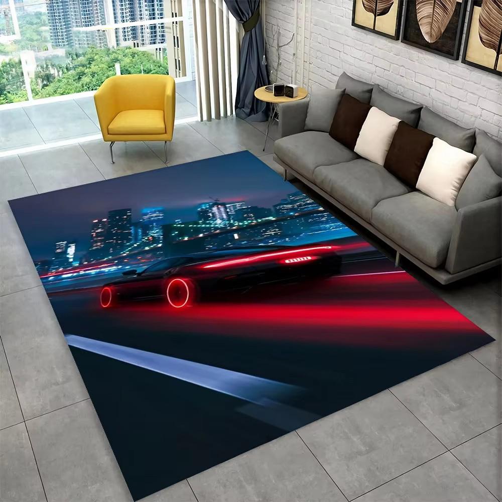 Racing Sports Car Area Rug Large,Carpet Rug for Home Living Room Bedroom Sofa Doormat Decor,Kid Paly Kitchen Non-slip Floor Mat