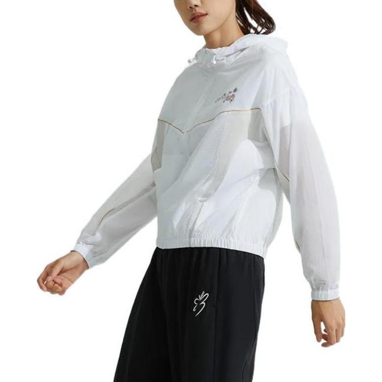 Li Ning Série Style de Vie Sportif Coupe Ample Coupe-vent à Capuche Femmes Vêtements d'Extérieur Blanc AFDR324-1
