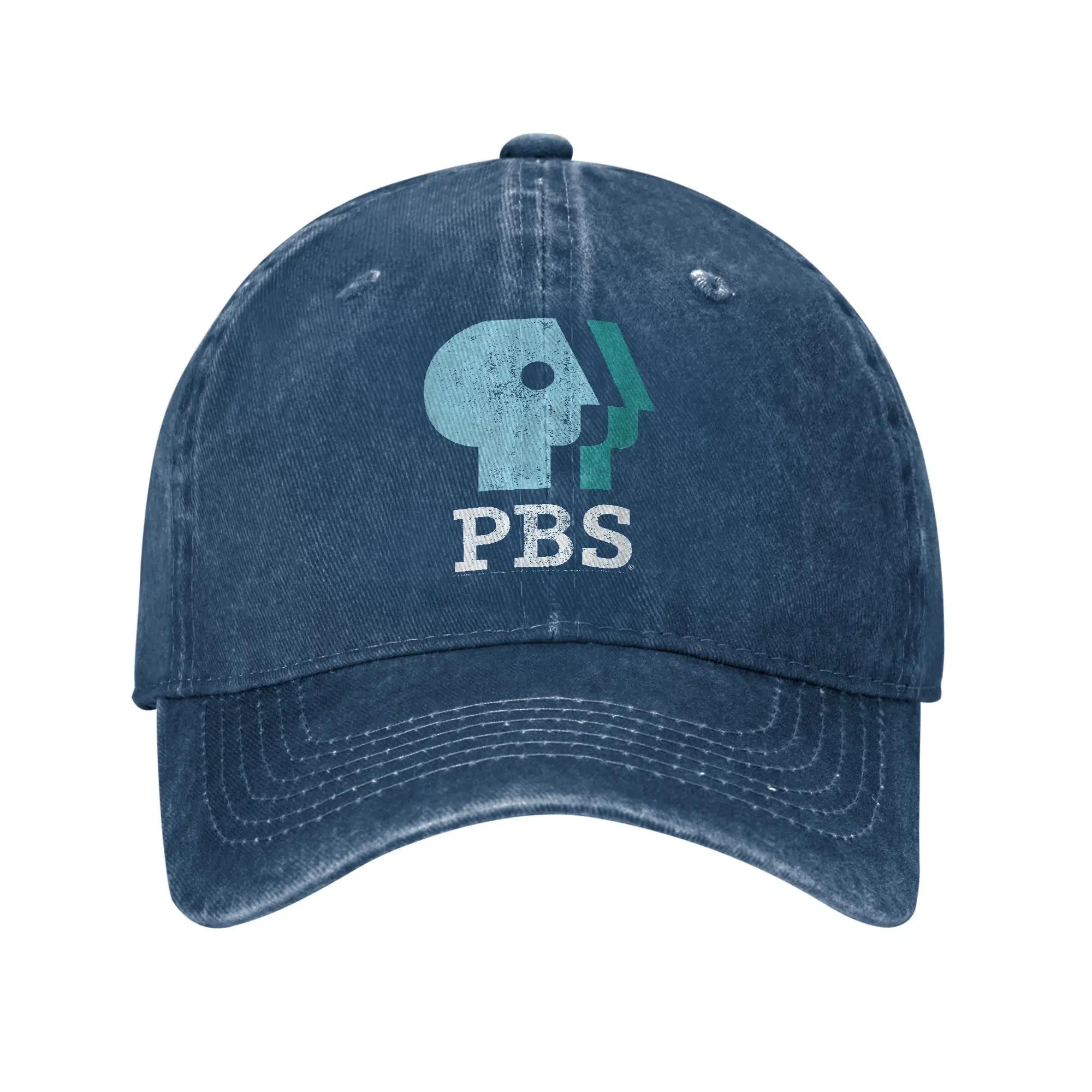

Blue Teal and White Logo PBS Casual Baseball Cap For Unisex Women Summer Outdoor Sport Hip Hop Hats Street Style Baseball Caps One Size