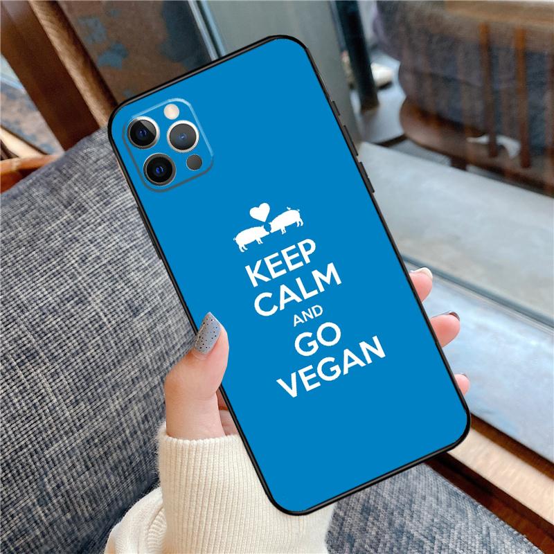 Go Vegan Handyhülle Für iPhone 16 15 13 12 11 14 Pro Max 12 13 mini XR 15 16 Plus 16e Hülle Schale
