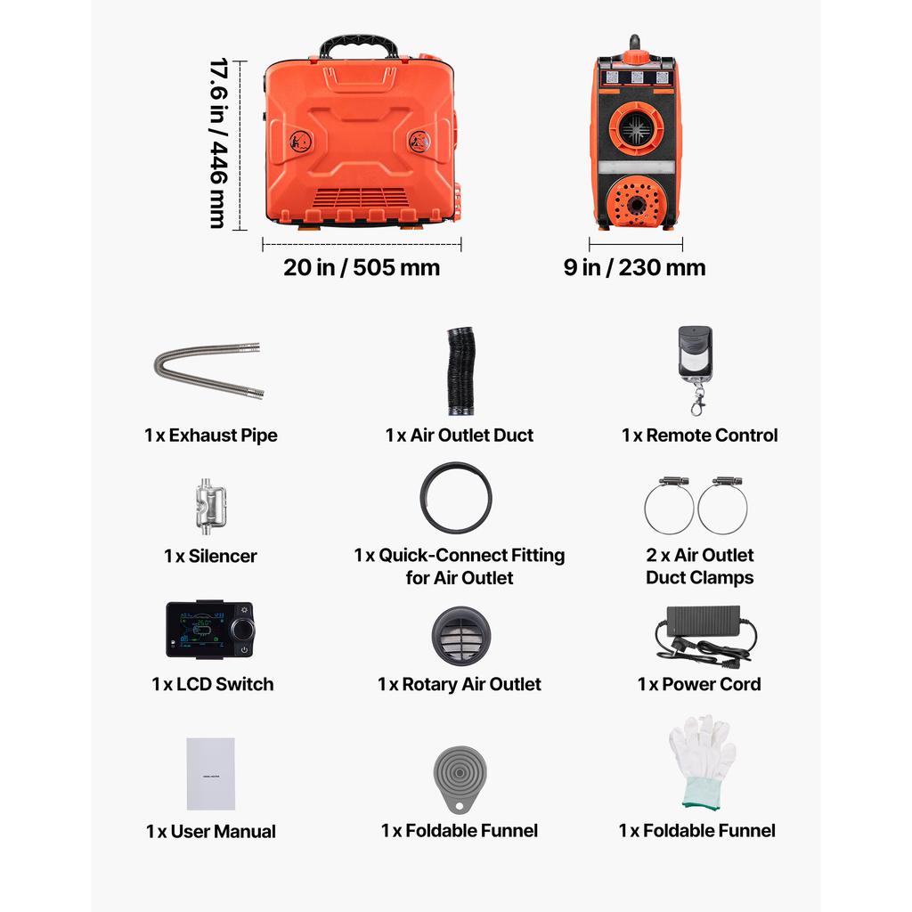 SucceBuy Diesel Heater, 8KW, DC 12V/24V All in One Portable Diesel Air Heater Remote Control and LCD Screen for Trucks Vans RVs