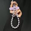 Simple and Fashionable Pearl Diamond-encrusted Four-leaf Clover Mobile Phone Chain Xiaoxiangfeng Pearl Short Simple Niche Keychain Pendant