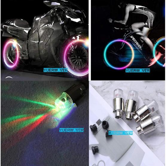 4 Pack LED Valve Stem Caps Lights for Car Tires Wheel Assemblies Auto Motion Light up in Dark Air Neon Bicycle Motorcycle Tyre Bike Truck Golf Cart
