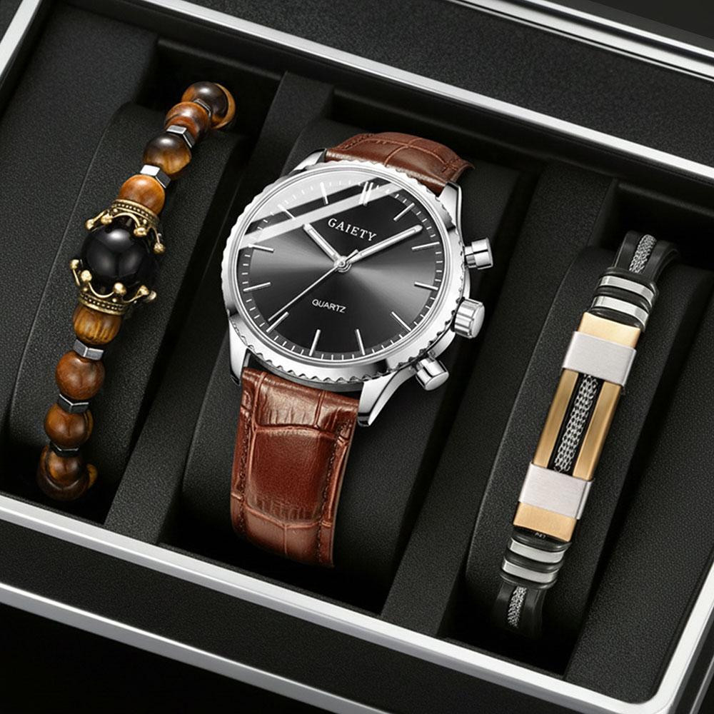 

3PCS/Set Men s Quartz Wrist Watches PU Leather Minimalist Luxury Vintage Elegant Jewelry Y2K Party Dress Vacation Festival Gift