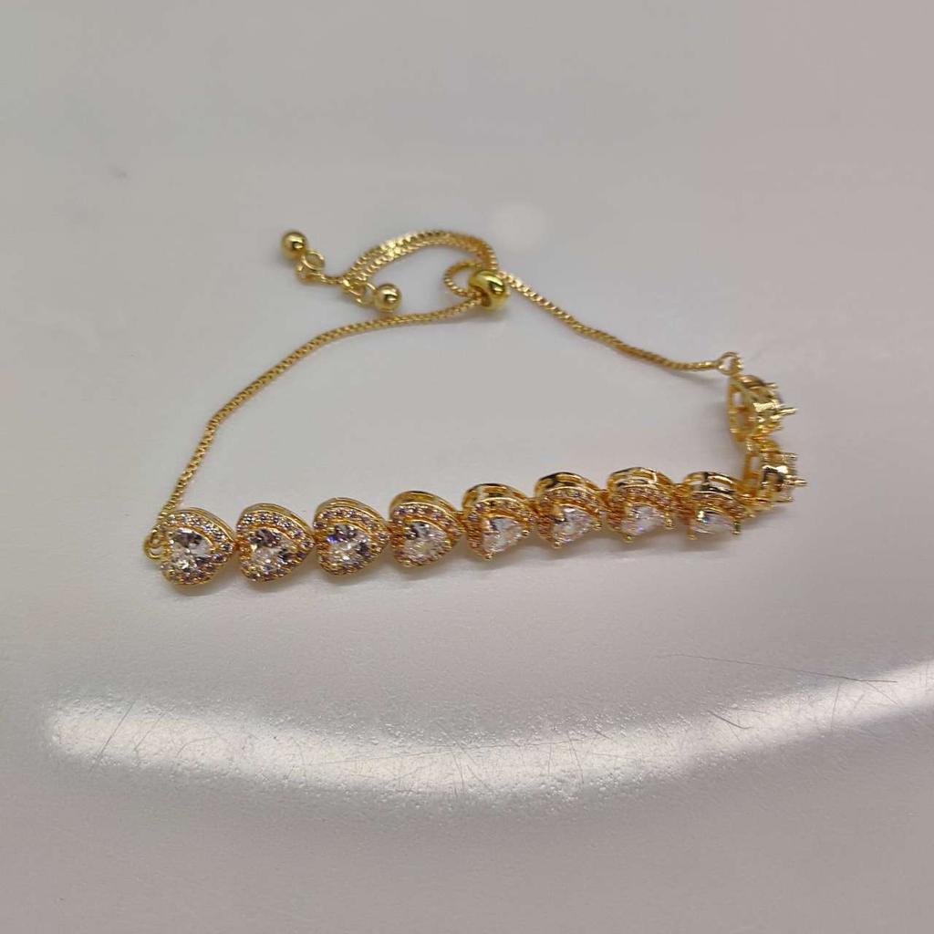 ins wind splicing pink diamond love bracelet girl heart sweet cool personality bracelet Spice girl wind light luxury jewelry