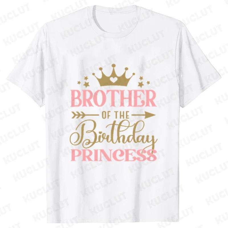 Birthday Princess Girls Party T-shirt Family Gathering Matching Sibling Tees White Unisex Kids Clothing Crown Graphic Y2k Tops